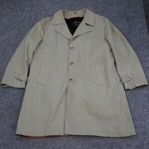 Fellini Jacket Mens 44 Long Beige Overcoat Lined Long Length Pockets Button Up
